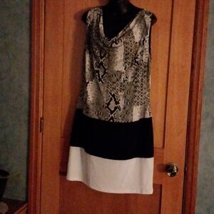 Michael Kors  Women's Jersey Snakeskin Draped Neck Dress Size L